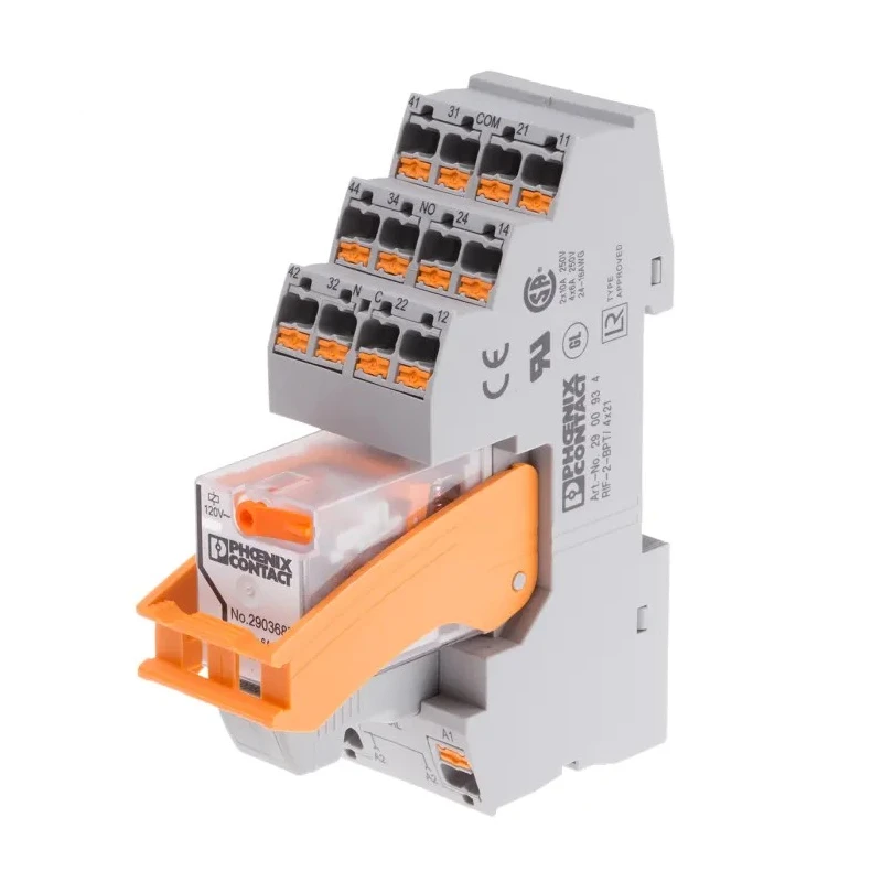 Phoenix Contact DIN Rail Power Relay 120V AC Coil 16A Switching Current 4PDT 2903305