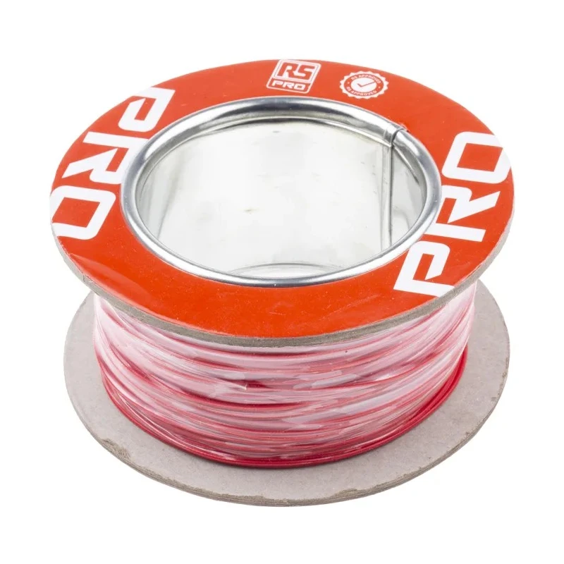 RS PRO Red 0.6 mm² 20 AWG 19/0.2 mm Polytetrafluoroethylene Hook Up Wire 100m 300V 200°C 841-7302