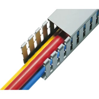 HellermannTyton Grey Wide Slot Cable Trunking Polyvinyl Chloride 60mm Width x 60mm Depth x 2m Length HTWD-PW W60mm