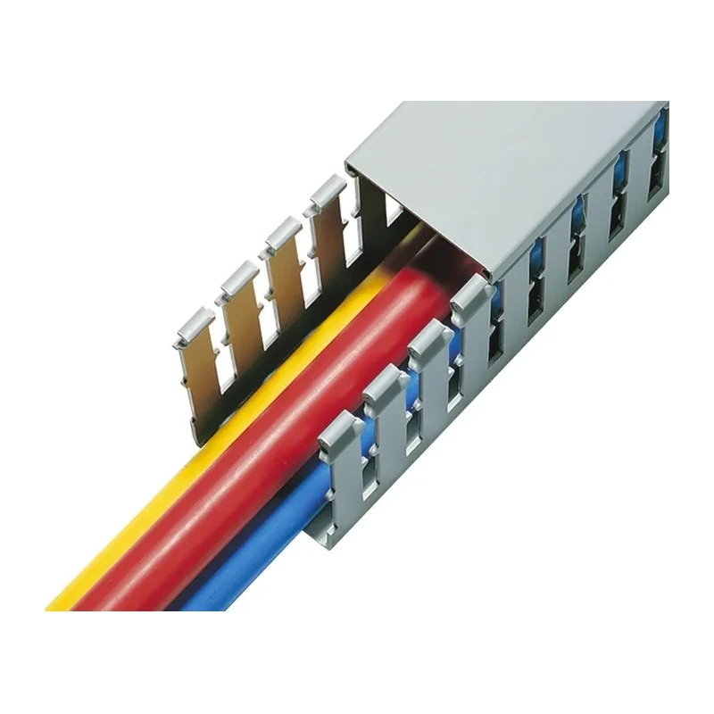 HellermannTyton Cable Trunking Wide Slot Grey W40mm x D40mm x L2m Polyvinyl Chloride W40mm