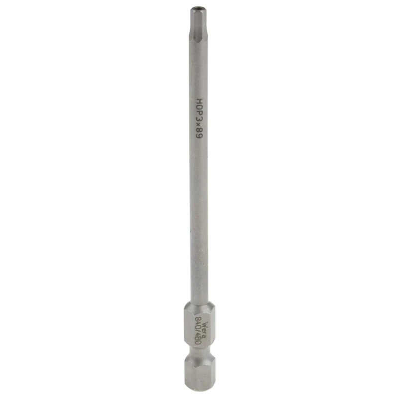 Wera Hex Screwdriver Bit 3 mm Size, 0.25 mm Hex Drive, 89 mm Overall Length 05059642001