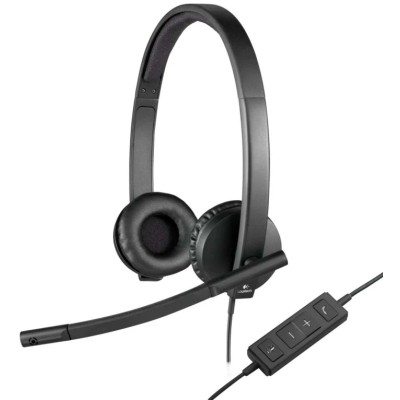Logitech USB Corded Mono and Stereo Headset with Noise Cancelling Microphone Wideband Audio 981-000575