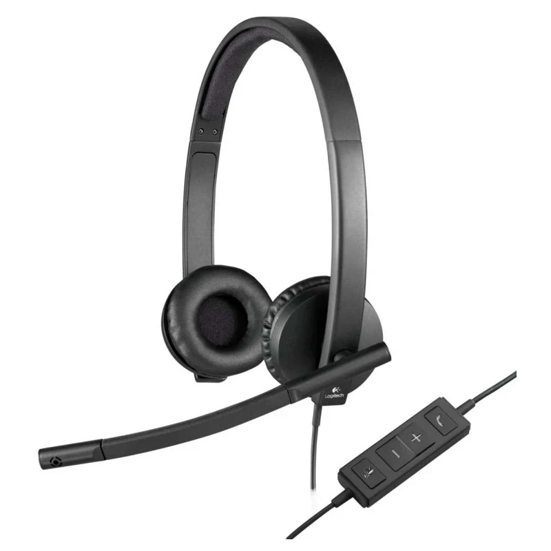 Logitech USB Corded Mono and Stereo Headset with Noise Cancelling Microphone Wideband Audio 981-000575