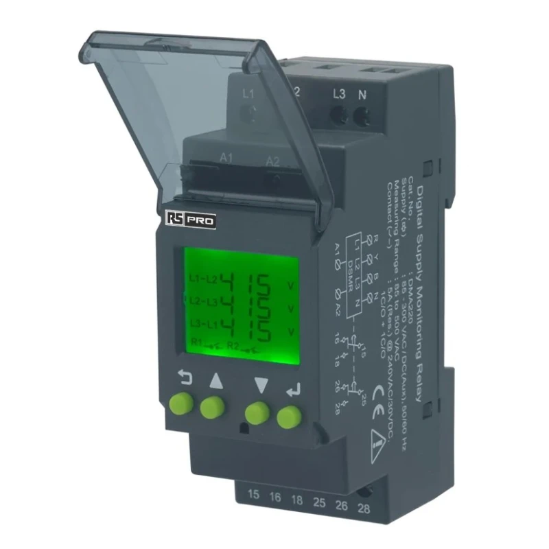 RS PRO 3 Phase Undervoltage Monitoring Relay DPDT DIN Rail Mount 223-7790