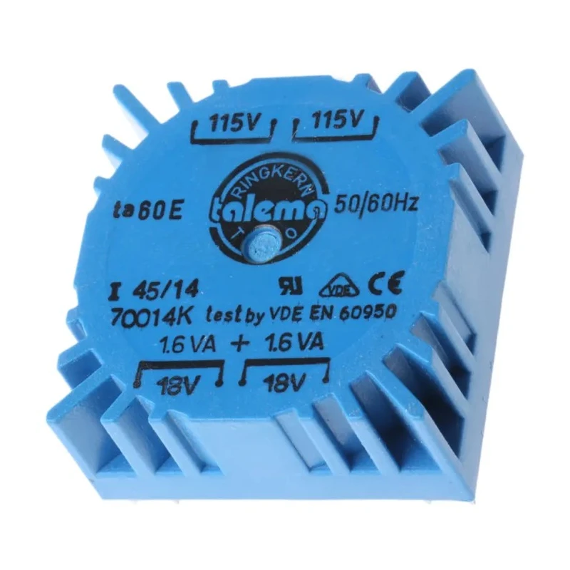Nuvotem Talema 230 V AC 2 x 18 V AC Toroidal Transformer 2 Output 3.2 VA PCB Mount 70014K