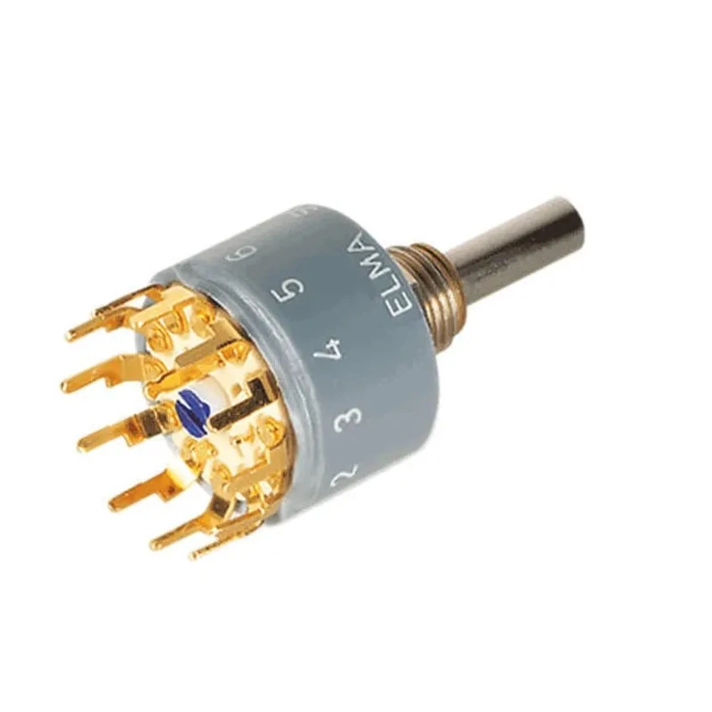 Elma Type 01, 6 Position 2A Rotary Selector Switch, Nickel Silver Housing, Panel Mount 01-1263