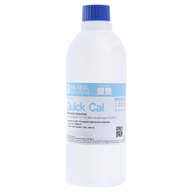 Hanna Instruments Buffer Solution, 500 ml, 5 mS/cm Conductivity, 6.86 pH Bottle HI-9828-25