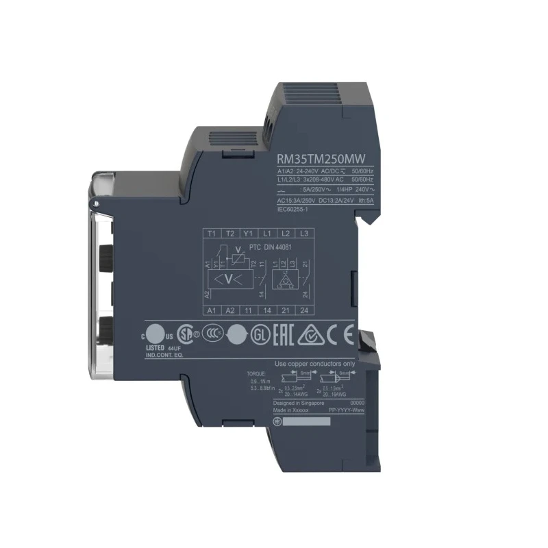 Schneider Electric Monitoring Relay, SPDT Contact, DIN Rail Mount, 240V AC/DC, 1250VA Switching Capacity RM35S0MW