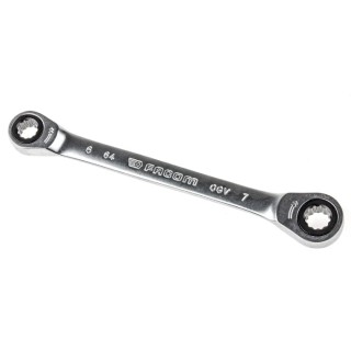 Facom Ratchet Ring Spanner Metric 6 x 7 mm Polished Chrome 115mm Overall 64.6X7