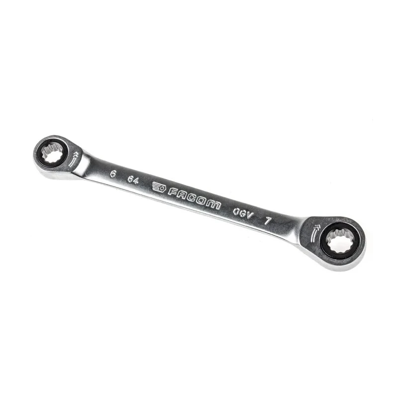 Facom Ratchet Ring Spanner Metric 6 x 7 mm Polished Chrome 115mm Overall 64.6X7