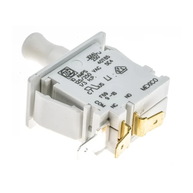 ZF Plunger Micro Switch, Solder Terminal, 10A, SPDT, Thermoplastic Polyester Housing, Model F69-65A