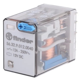 Finder Power Relay 12V DC Coil 12A Switching Current DPDT 56.32.9.012.0040