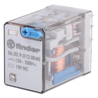 Finder Power Relay 12V DC Coil 12A Switching Current DPDT 56.32.9.012.0040