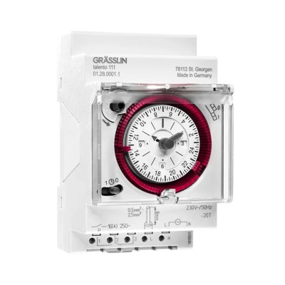 Grasslin Analogue DIN Rail Time Switch 230V ac 01.28.0001.1