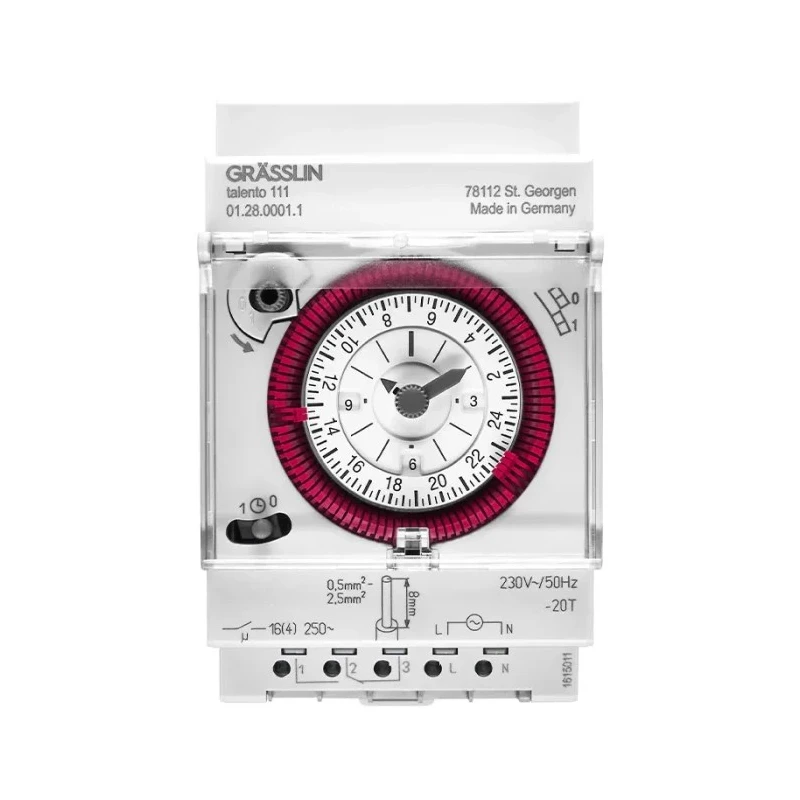 Grasslin Analogue DIN Rail Time Switch 230V ac 01.28.0001.1