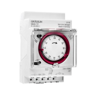 Grasslin Analogue DIN Rail Time Switch 230V ac 01.28.0003.1