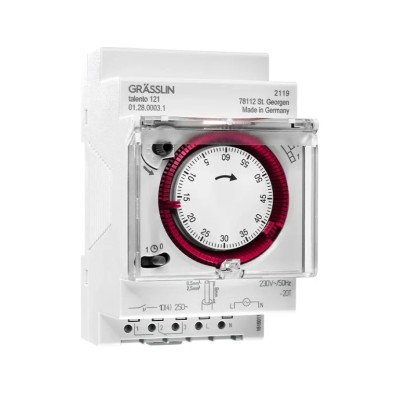 Grasslin Analogue DIN Rail Time Switch 230V ac 01.28.0003.1