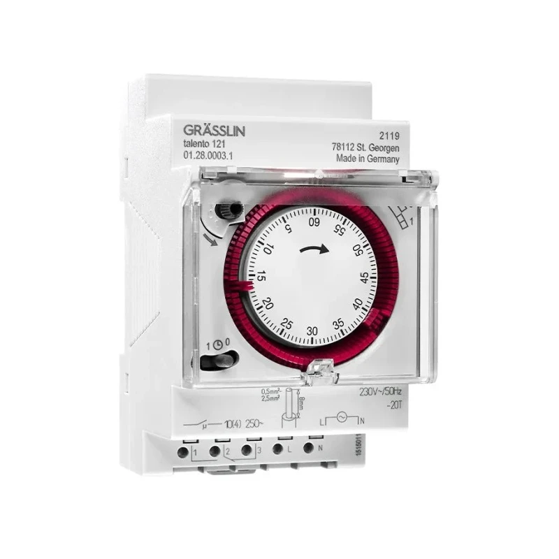 Grasslin Analogue DIN Rail Time Switch 230V ac 01.28.0003.1