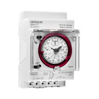 Grasslin Analogue DIN Rail Time Switch 230V AC Single Channel 15min Segment Length 02.28.0001.1