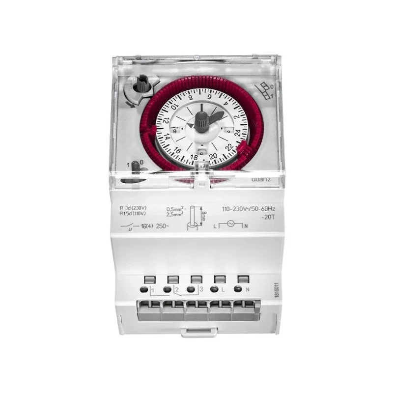 Grasslin Analogue DIN Rail Time Switch 230V AC Single Channel 15min Segment Length 02.28.0001.1