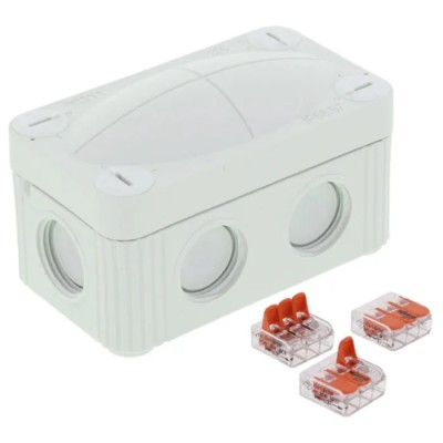 WISKA Polypropylene Junction Box RAL 7035 IP66, IP67 Protection, 4 Terminals, Dimensions 85x49x51 mm IP66