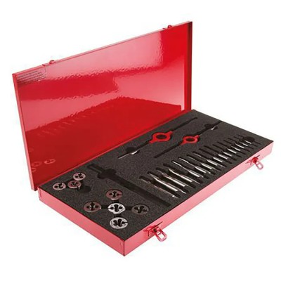 Dormer 27-Piece High-Speed Steel (HSS) Metric Thread Tap & Die Set, M3 to M10, Hand Tap L12010M