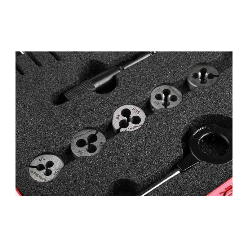 Dormer 12-Piece HSS Thread Tap & Die Set, Metric, M2 to M6 Sizes, Hand Tap, L1208M