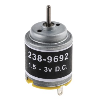 RS Pro Brushed DC Motor, 1.21 W, 1.5V dc and 3 V dc, 10.4 g.cm Torque, 2 mm Shaft Diameter, Steel Shaft, Iron Core 238-9692