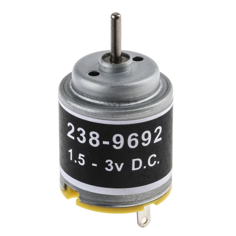 RS Pro Brushed DC Motor, 1.21 W, 1.5V dc and 3 V dc, 10.4 g.cm Torque, 2 mm Shaft Diameter, Steel Shaft, Iron Core 238-9692