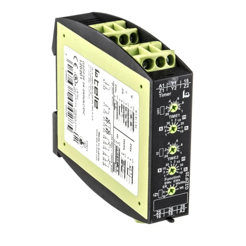Tele Multifunction DIN Rail Timer Relay 2-Contact DPDT, 24-240 V AC/DC, 10.05 s to 10 h G2ZIF20