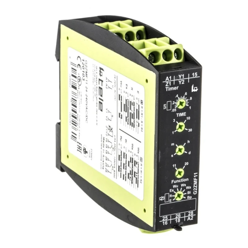 Tele Multifunction DIN Rail Timer Relay 2-Contact 24-240 V AC/DC, 0.05 s to 30 Days G2ZMF11