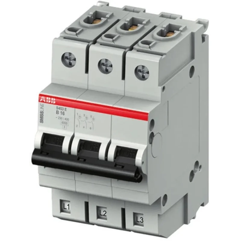 ABB SMISSLINE S400M Miniature Circuit Breaker 3-Pole 10A Type B 400V AC 6 kA Breaking Capacity 2CCS553001R0105 - S403EB10