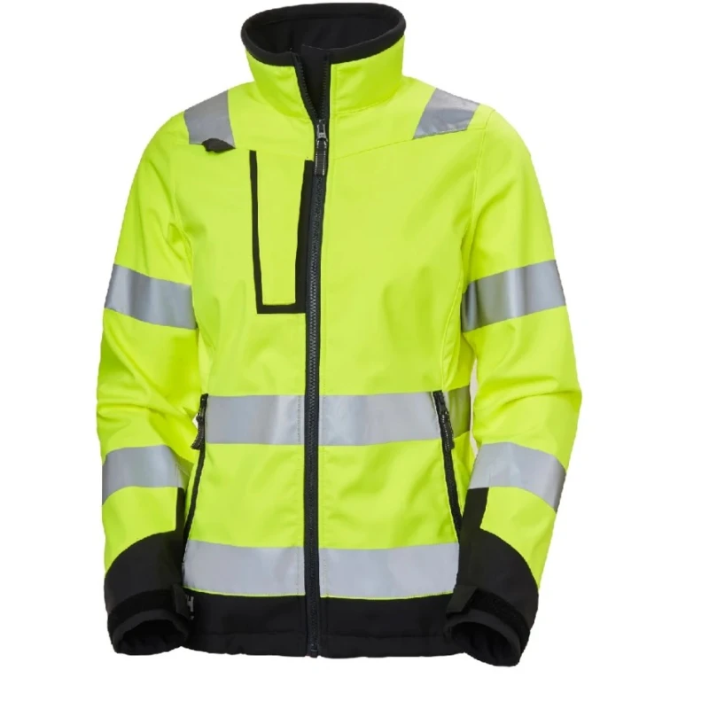 Helly Hansen Hi Vis Softshell Jacket Unisex, White Green Yellow Black, Size 2XL, Waterproof, EN ISO 20471 74098_369-2XL