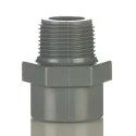 Georg Fischer Plastic Pipe Fitting Straight Adapter 3/4 in Male to 3/4 in Female ABS 44mm Length 729911707