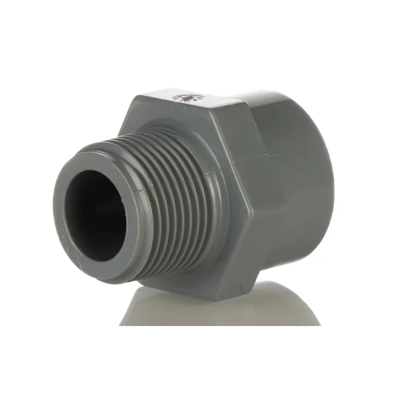 Georg Fischer Plastic Pipe Fitting Straight Adapter 3/4 in Male to 3/4 in Female ABS 44mm Length 729911707