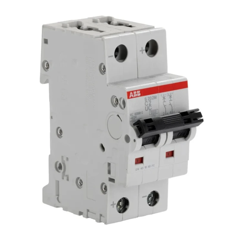 ABB System Pro M Compact S200 M UC Miniature Circuit Breaker, 2-Pole, 2A, Type C, 440V 2CDS272061R0024 S202 MUC C 2A 10 KA