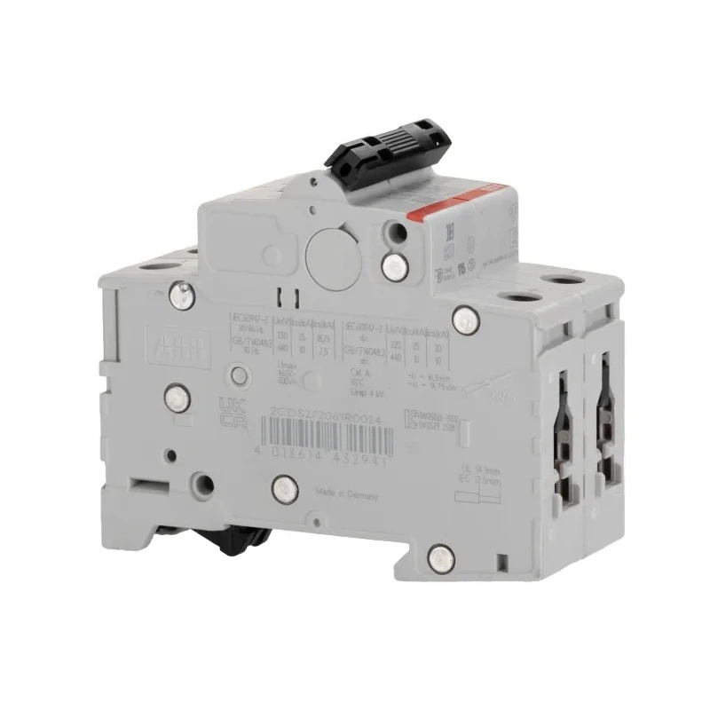 ABB System Pro M Compact S200 M UC Miniature Circuit Breaker, 2-Pole, 2A, Type C, 440V 2CDS272061R0024 S202 MUC C 2A 10 KA