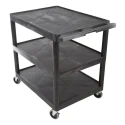 RS PRO 3-Shelf Polyethylene Rubber Trolley 885 mm Length, 610 mm Width, 180 kg Load Capacity Model 225-6019