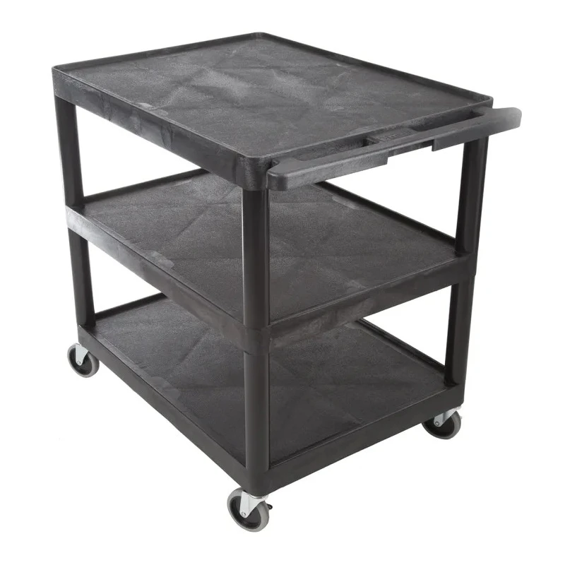 RS PRO 3-Shelf Polyethylene Rubber Trolley 885 mm Length, 610 mm Width, 180 kg Load Capacity Model 225-6019