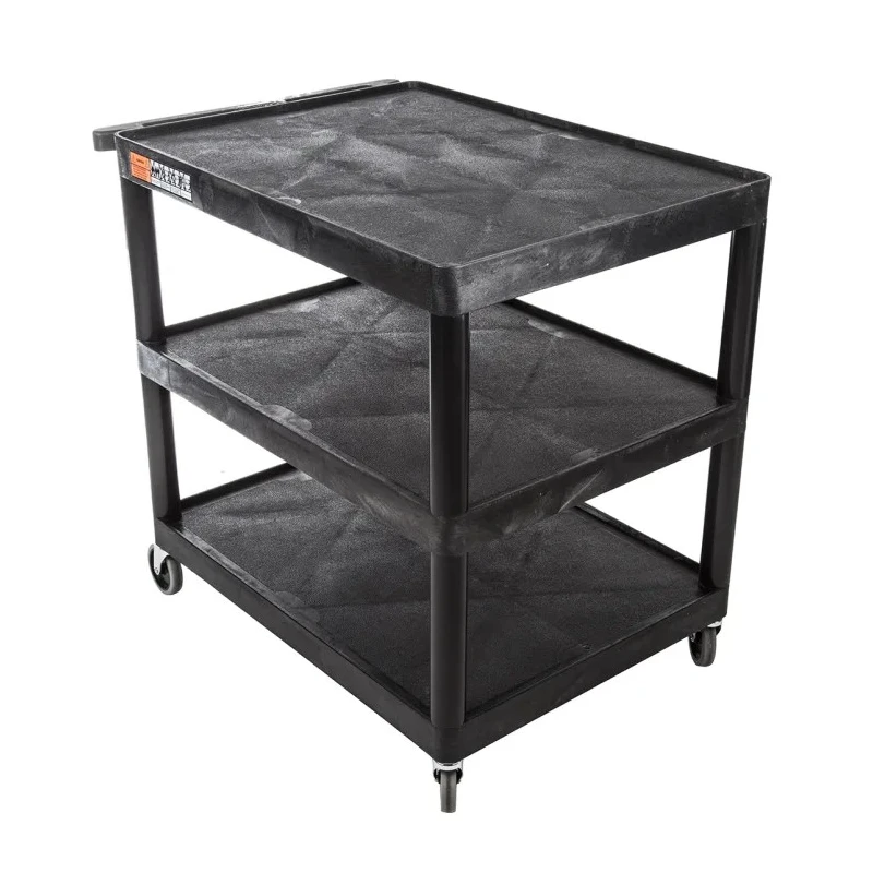 RS PRO 3-Shelf Polyethylene Rubber Trolley 885 mm Length, 610 mm Width, 180 kg Load Capacity Model 225-6019