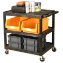RS PRO 3-Shelf Polyethylene Rubber Trolley 885 mm Length, 610 mm Width, 180 kg Load Capacity Model 225-6019