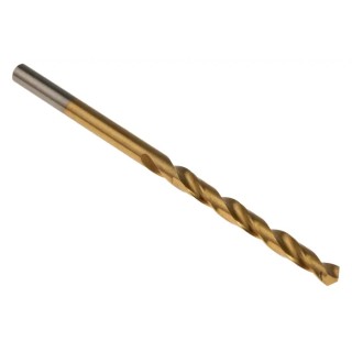 RS PRO HSS Jobber Drill Bit Tin Coated Cylindrical Shank 3.8mm Size 75mm Overall Length 118° Point Angle 10 Pieces 213-736