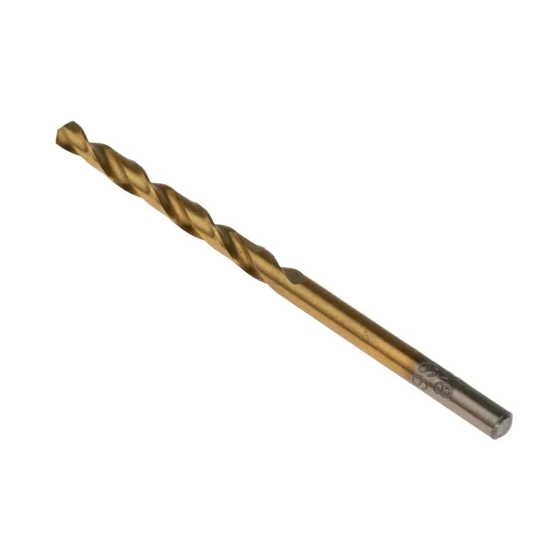 RS PRO HSS Jobber Drill Bit Tin Coated Cylindrical Shank 3.8mm Size 75mm Overall Length 118° Point Angle 10 Pieces 213-736