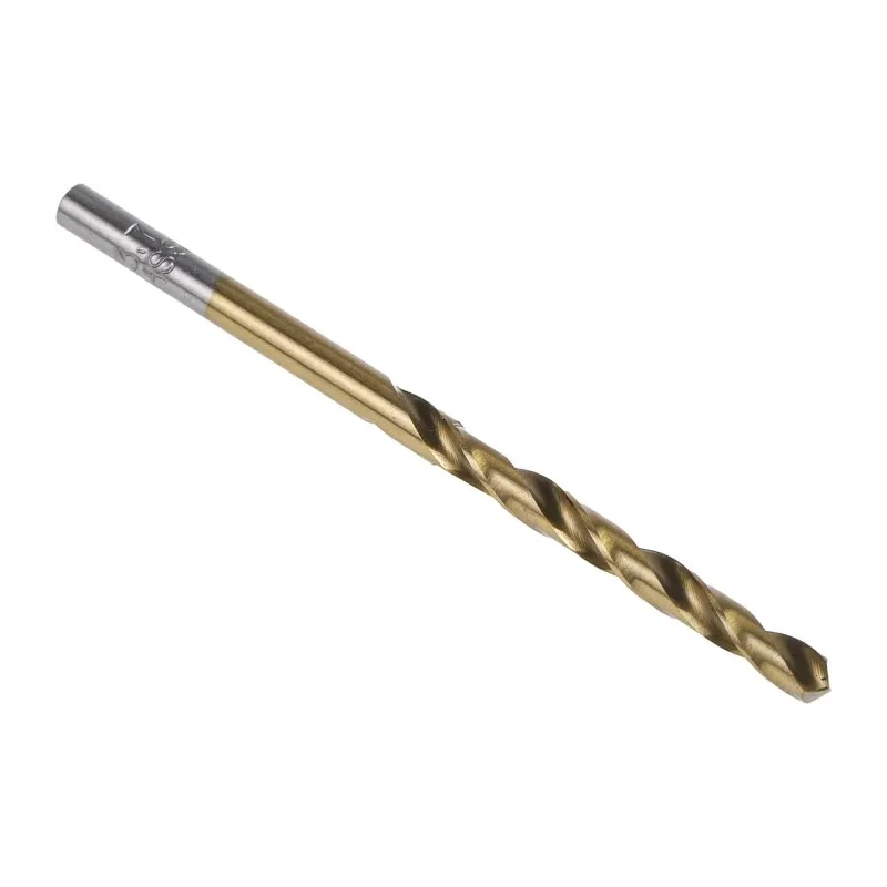 RS PRO High Speed Steel (HSS) Jobber Drill Bit, 3.7mm Diameter, 70mm Overall Length, Tin Coated, 10 Pieces 213-714