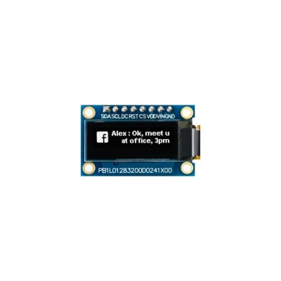 Midas 0.91 in Passive Matrix White OLED Display 128 x 32 Pixel COB SPI MDOB128032EV-WS