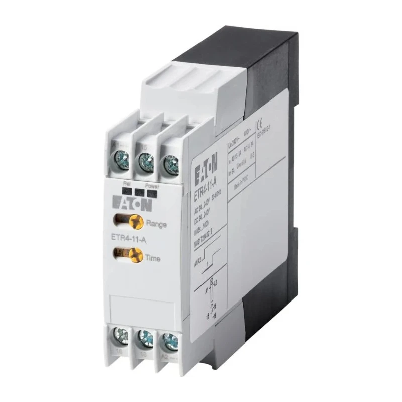 Eaton ETR4 Series DIN Rail Timer Relay, 1-Contact, 240 V DC 24-240 V AC, ON Delay, 0.05 s to 60 h, SPDT 031882 ETR4-11-A