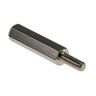 RS PRO Hexagonal Brass M3 Standoff with 20 mm Body Length and 8 mm Stud Length, Nickel Plated 221-162