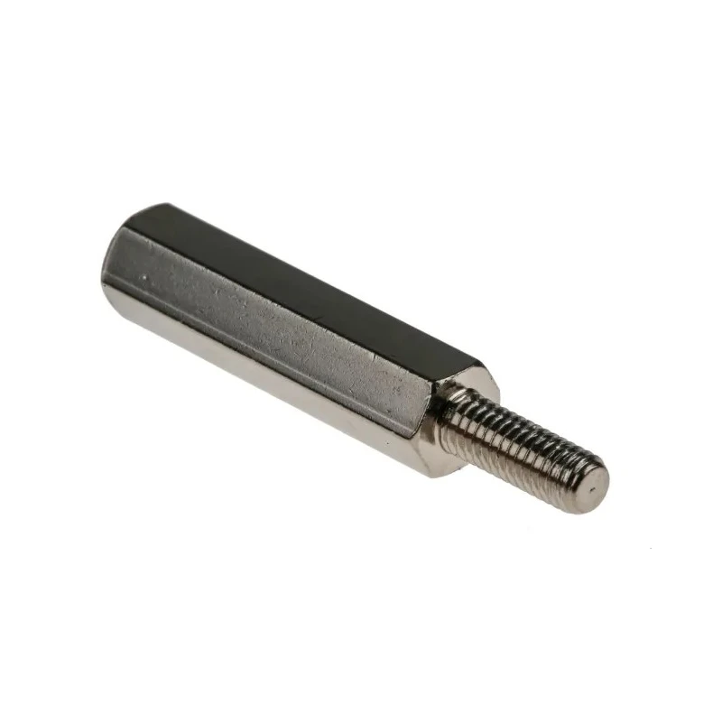 RS PRO Hexagonal Brass M3 Standoff with 20 mm Body Length and 8 mm Stud Length, Nickel Plated 221-162