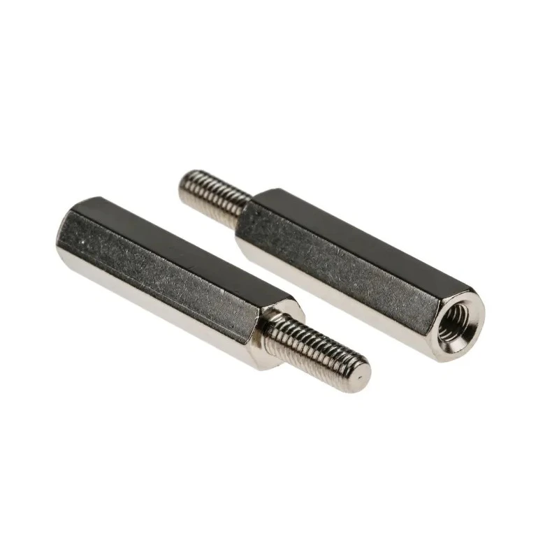 RS PRO Hexagonal Brass M3 Standoff with 20 mm Body Length and 8 mm Stud Length, Nickel Plated 221-162