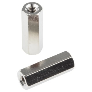 RS PRO Hex Threaded Brass Standoff M4, 20 mm Nickel-Plated Body 222-496
